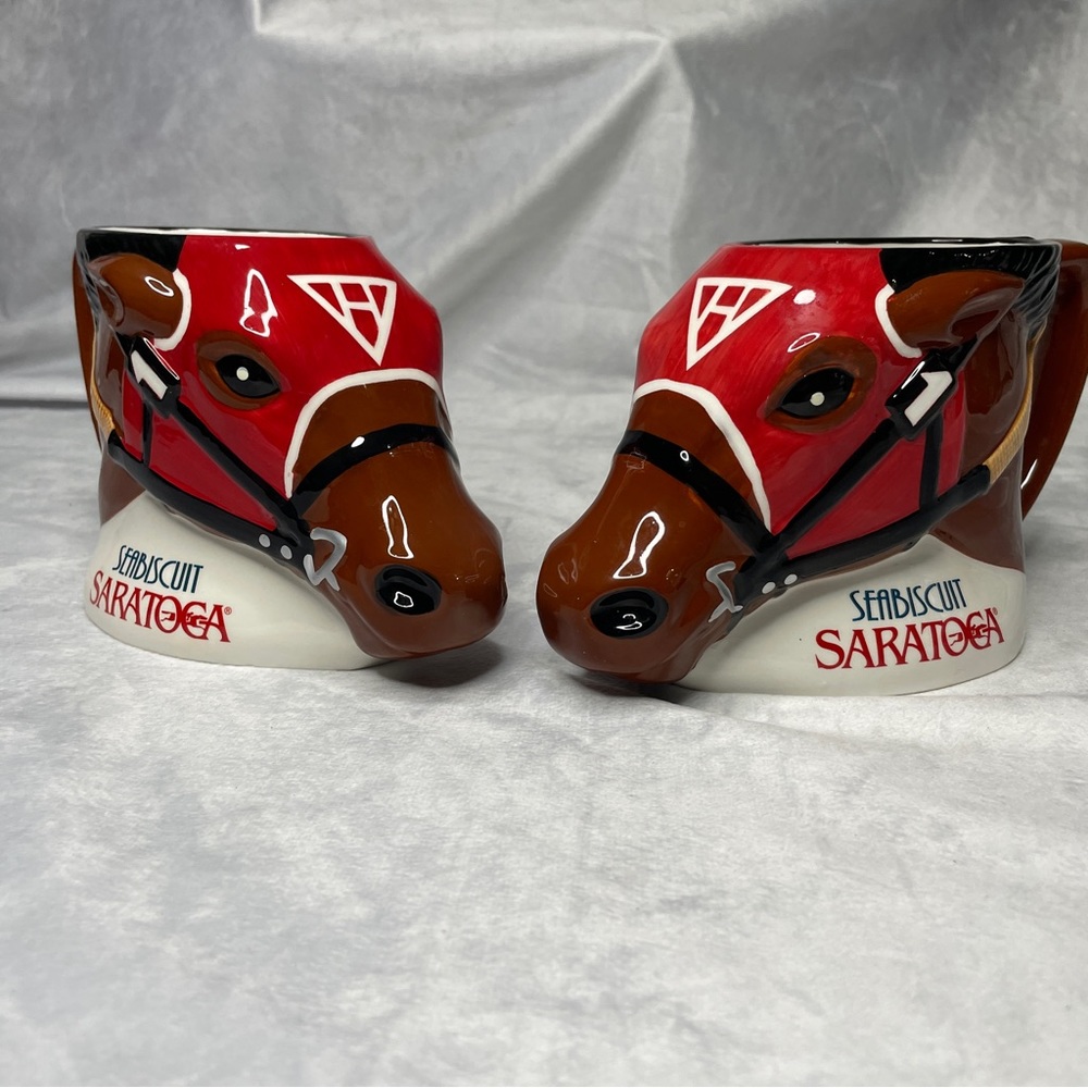 Saratoga Seabiscuit Horse Collector Mugs, Set of 2